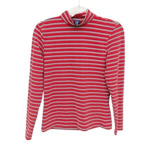 Vintage Gap Stripe Mock Neck Long Sleeve Top 90s Red Black White Stretch Large